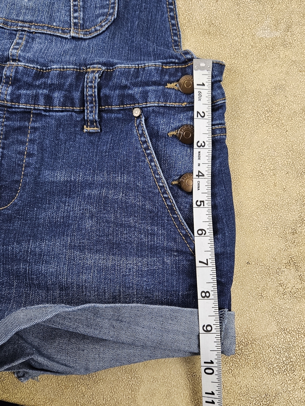 Blue Spice Dark Wash Denim Short Overalls Blue Size 7 - Picture 7 of 14